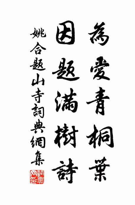姚合为爱青桐叶，因题满树诗书法作品欣赏