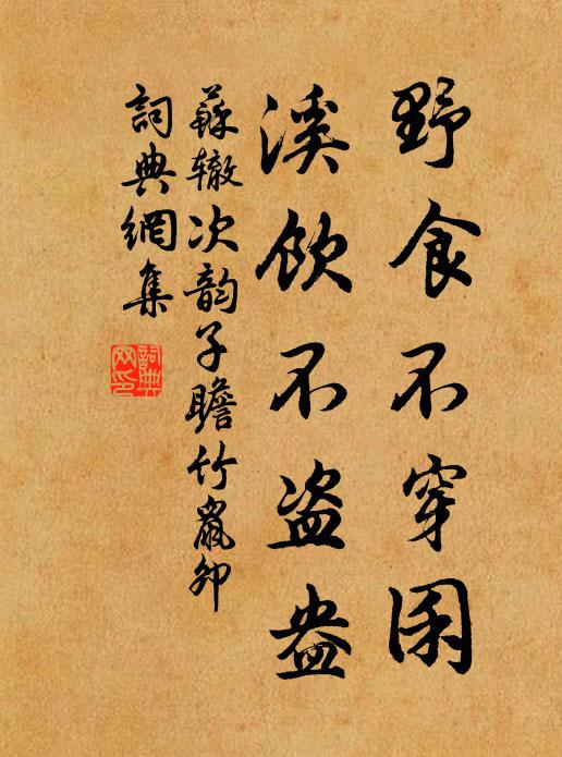 苏辙野食不穿囷，溪饮不盗盎书法作品欣赏