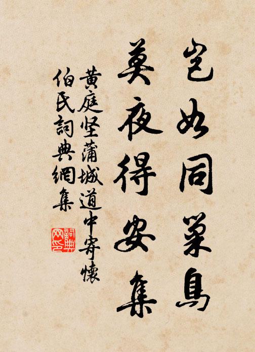 黄庭坚岂如同巢鸟，莫夜得安集书法作品欣赏
