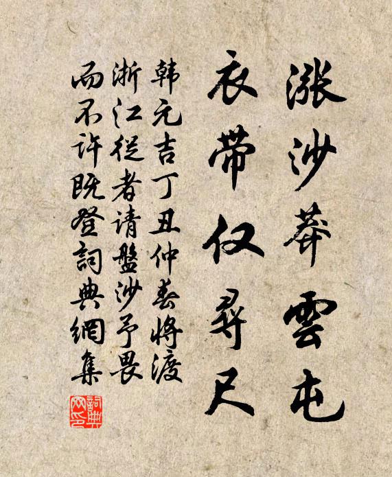 韩元吉涨沙莽云屯，衣带仅寻尺书法作品欣赏