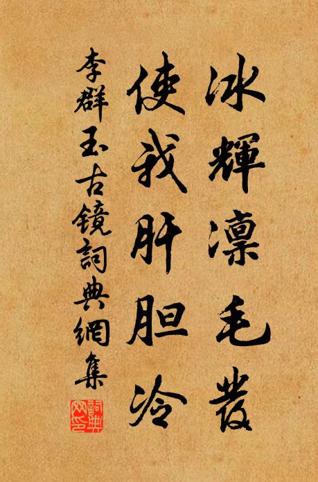 李群玉冰辉凛毛发，使我肝胆冷书法作品欣赏