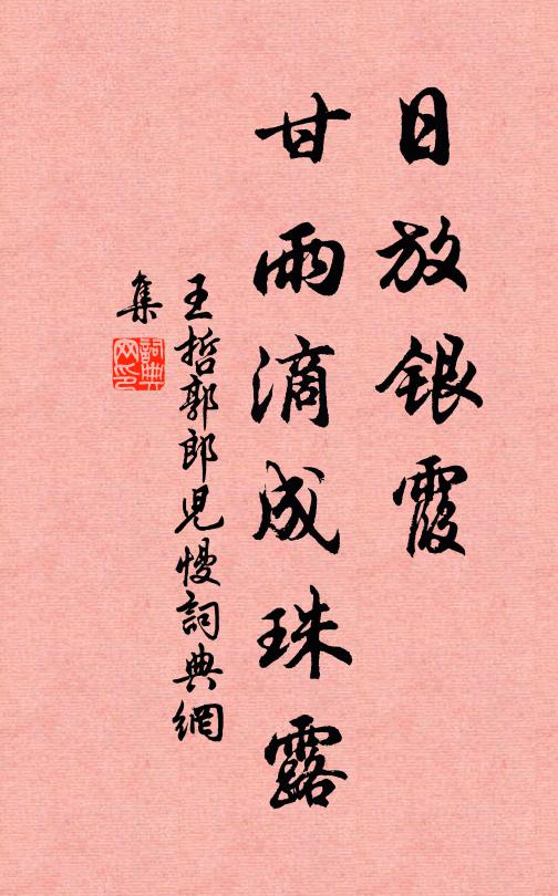 王哲日放银霞，甘雨滴成珠露书法作品欣赏