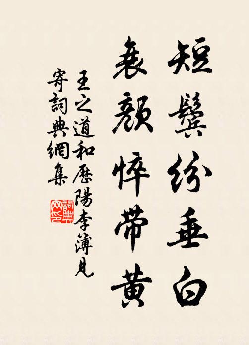王之道短鬓纷垂白，衰颜悴带黄书法作品欣赏