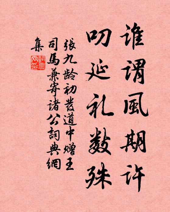 张九龄谁谓风期许，叨延礼数殊书法作品欣赏