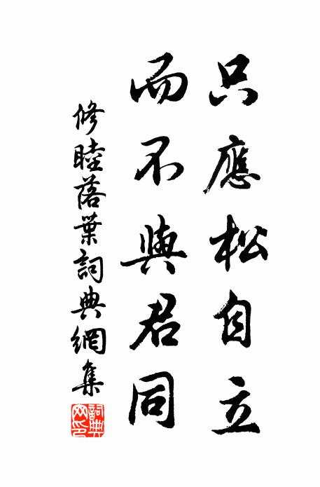 修睦只应松自立，而不与君同书法作品欣赏