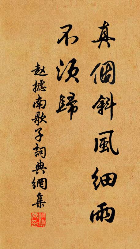 赵摅真个斜风细雨、不须归书法作品欣赏