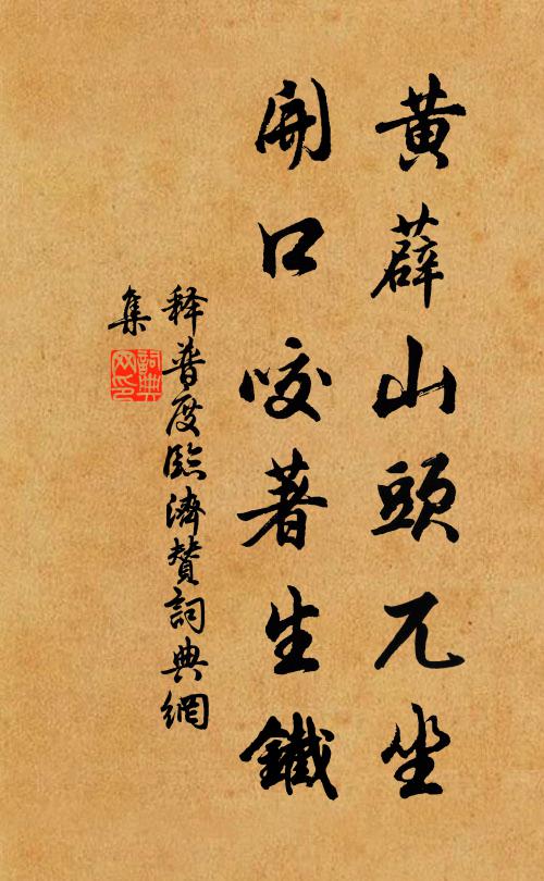 释普度黄薜山头兀坐，开口咬著生铁书法作品欣赏