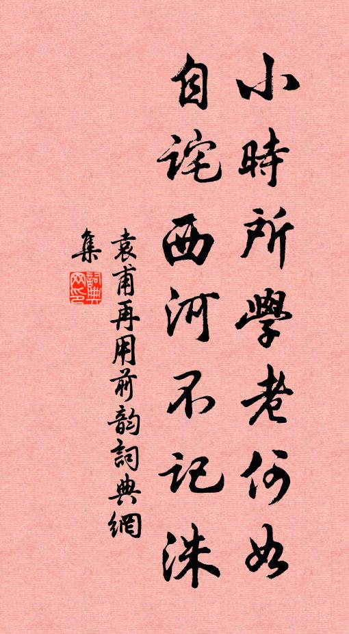 袁甫小时所学老何如，自诧西河不记洙书法作品欣赏