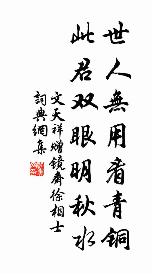 文天祥世人无用看青铜，此君双眼明秋水书法作品欣赏