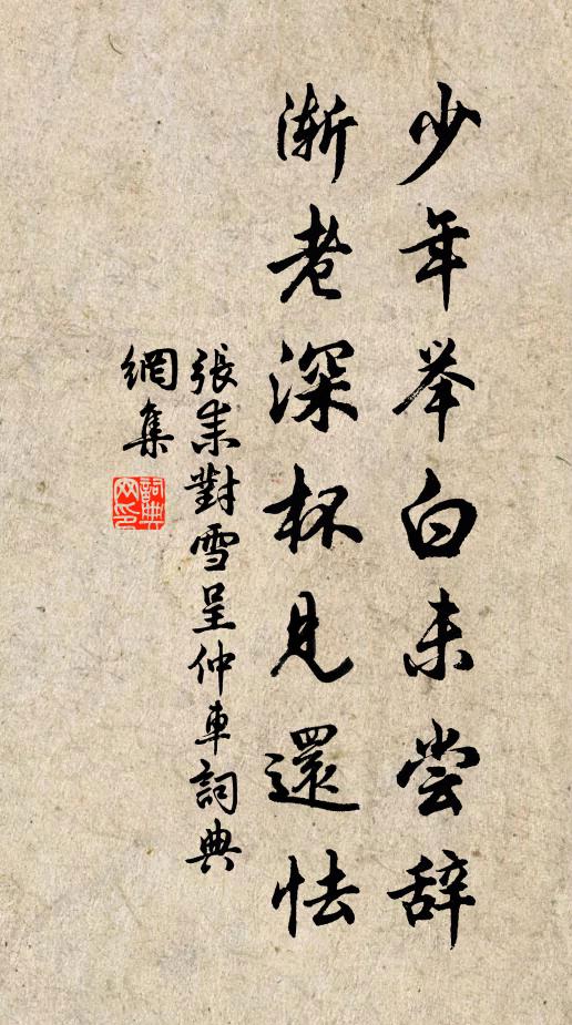 张耒少年举白未尝辞，渐老深杯见还怯书法作品欣赏