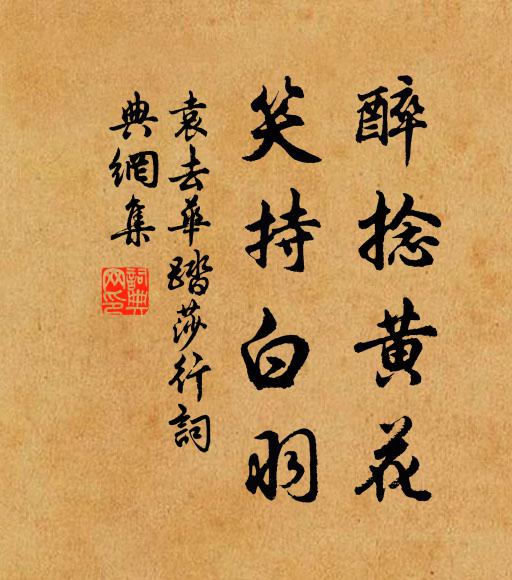 袁去华醉捻黄花，笑持白羽书法作品欣赏