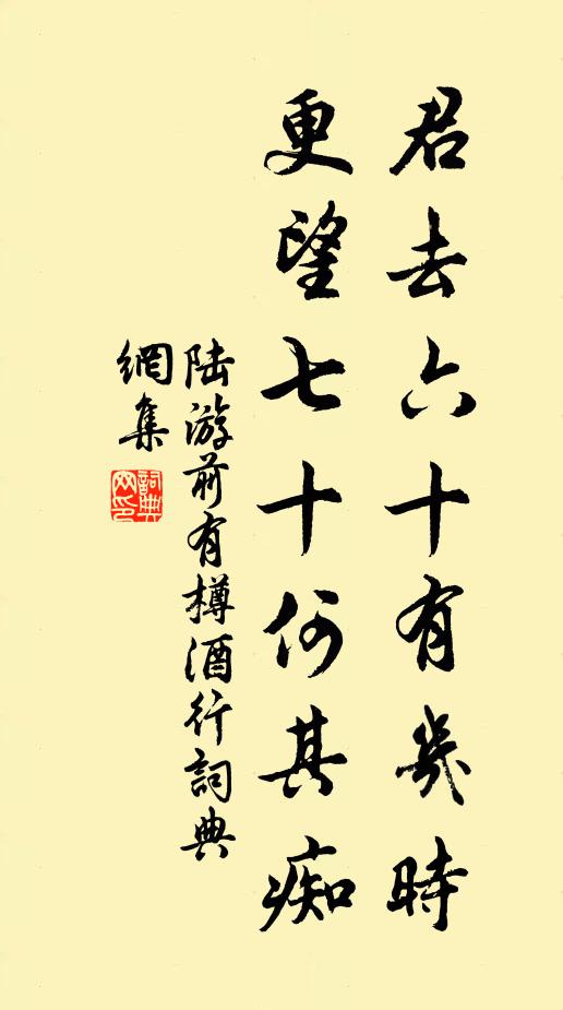 陆游君去六十有几时？更望七十何其痴书法作品欣赏