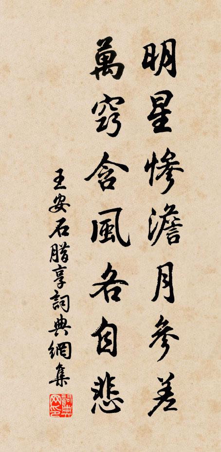王安石明星惨澹月参差，万窍含风各自悲书法作品欣赏