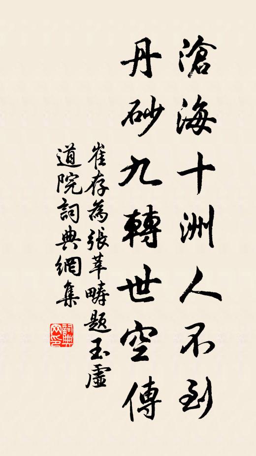 崔存沧海十洲人不到，丹砂九转世空传书法作品欣赏