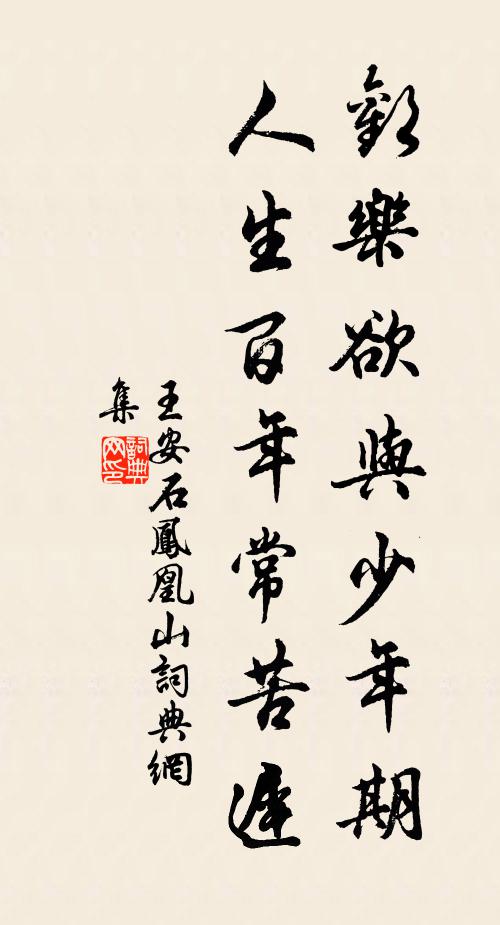 王安石欢乐欲与少年期，人生百年常苦迟书法作品欣赏