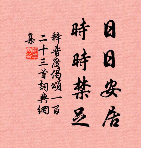 释普度日日安居，时时禁足书法作品欣赏