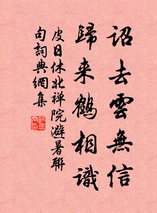 皮日休诏去云无信,归来鹤相识书法作品欣赏