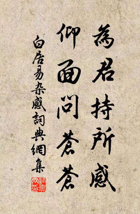 白居易为君持所感，仰面问苍苍书法作品欣赏