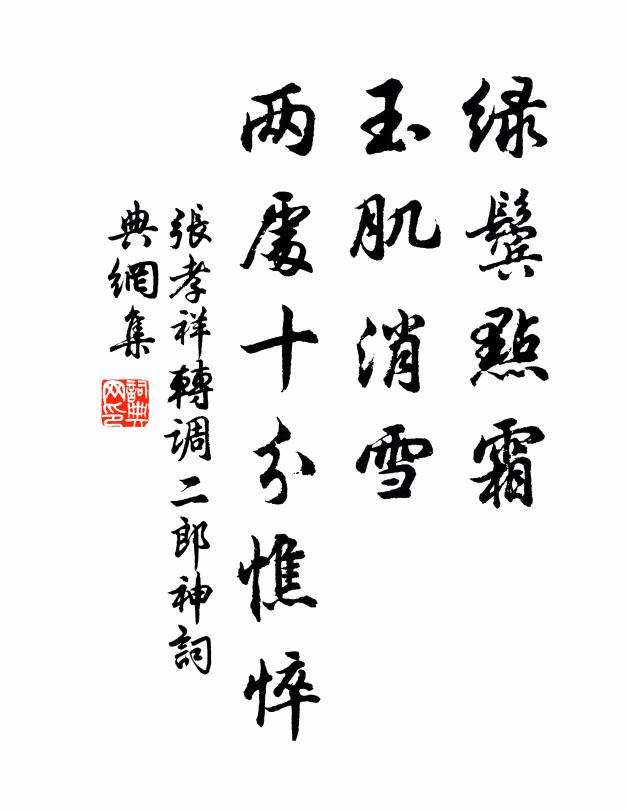 张孝祥绿鬓点霜，玉肌消雪，两处十分憔悴书法作品欣赏