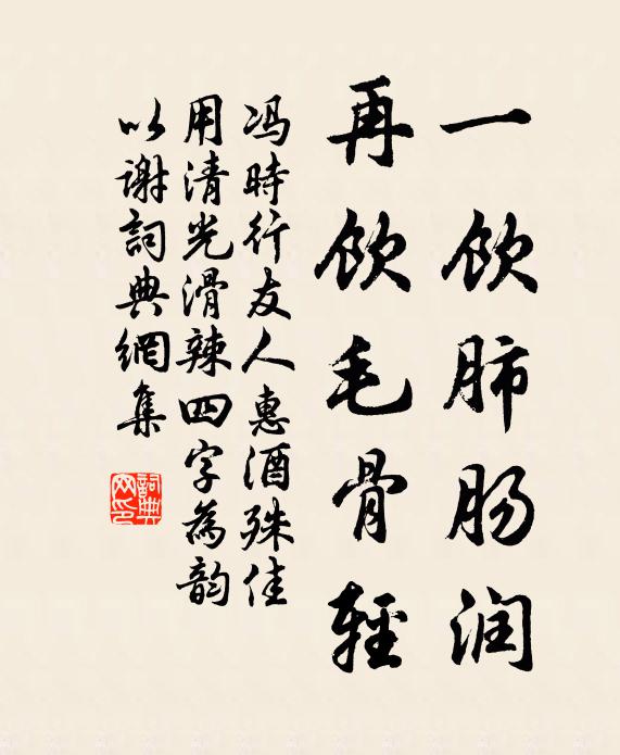 冯时行一饮肺肠润，再饮毛骨轻书法作品欣赏