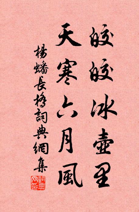 杨蟠皎皎冰壶里，天寒六月风书法作品欣赏