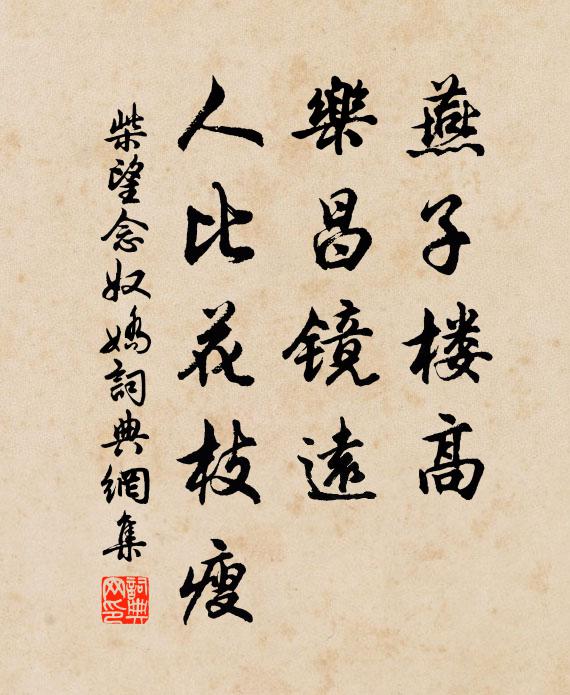 柴望燕子楼高，乐昌镜远，人比花枝瘦书法作品欣赏