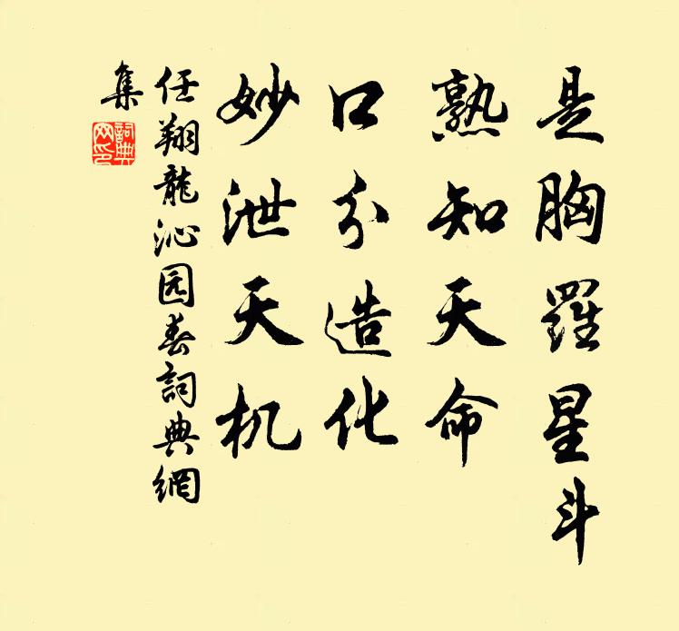 任翔龙是胸罗星斗，熟知天命，口分造化，妙泄天机书法作品欣赏