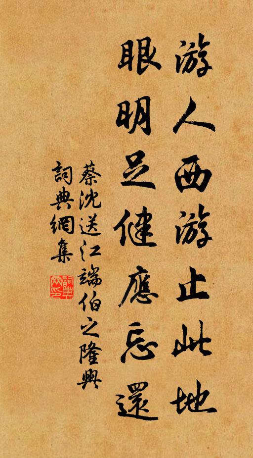 蔡沈游人西游止此地，眼明足健应忘还书法作品欣赏