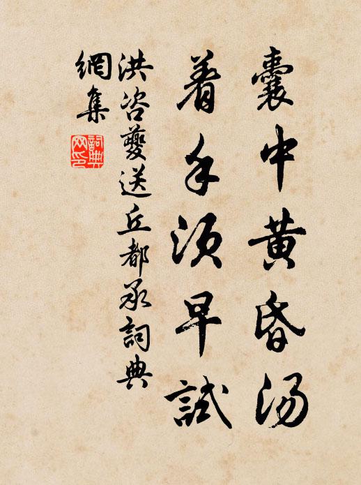 洪咨夔囊中黄昏汤,着手须早试书法作品欣赏
