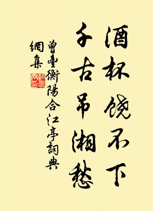曾丰酒杯饶不下，千古吊湘愁书法作品欣赏