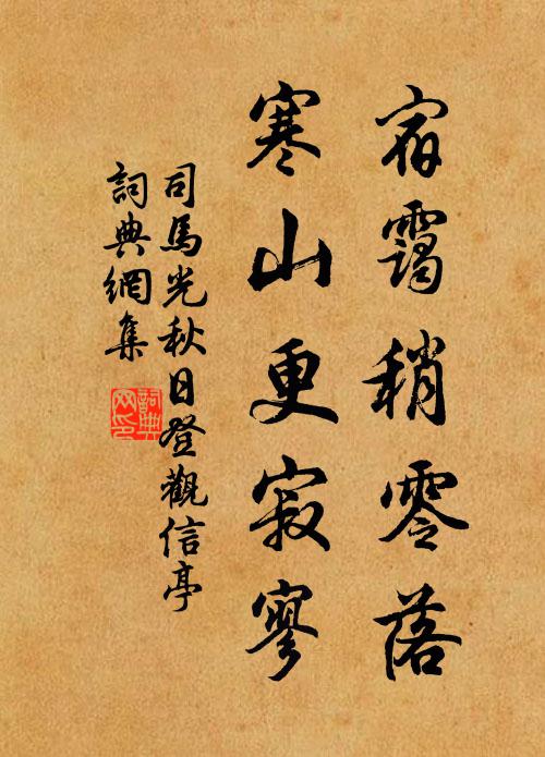 司马光宿霭稍零落，寒山更寂寥书法作品欣赏