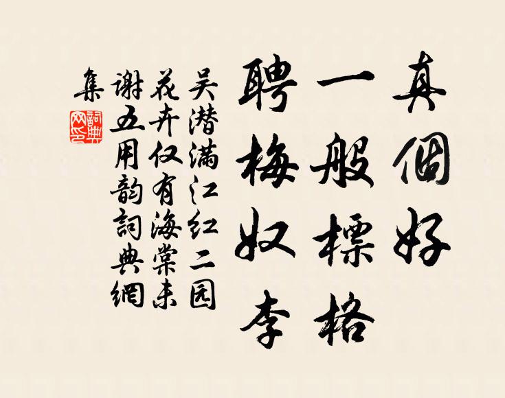 吴潜真个好，一般标格，聘梅奴李书法作品欣赏