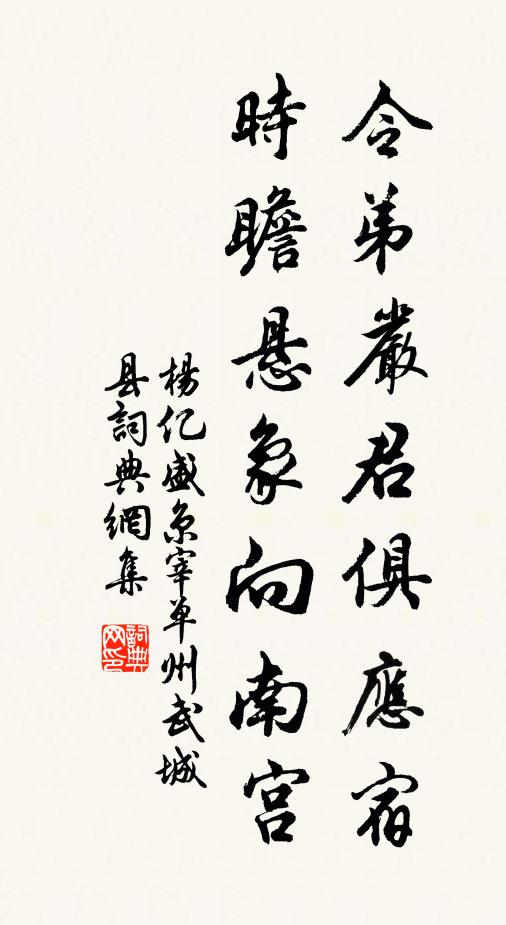 杨亿令弟严君俱应宿，时瞻悬象向南宫书法作品欣赏