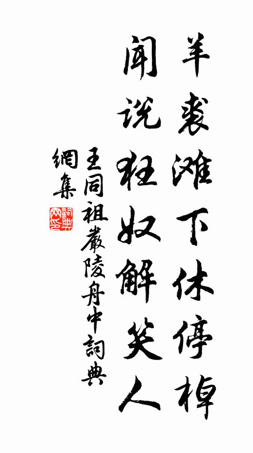 王同祖羊裘滩下休停棹，闻说狂奴解笑人书法作品欣赏