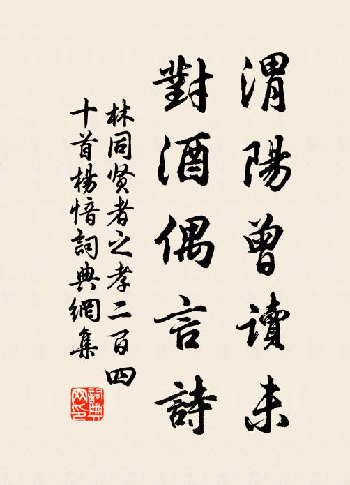 林同渭阳曾读未，对酒偶言诗书法作品欣赏