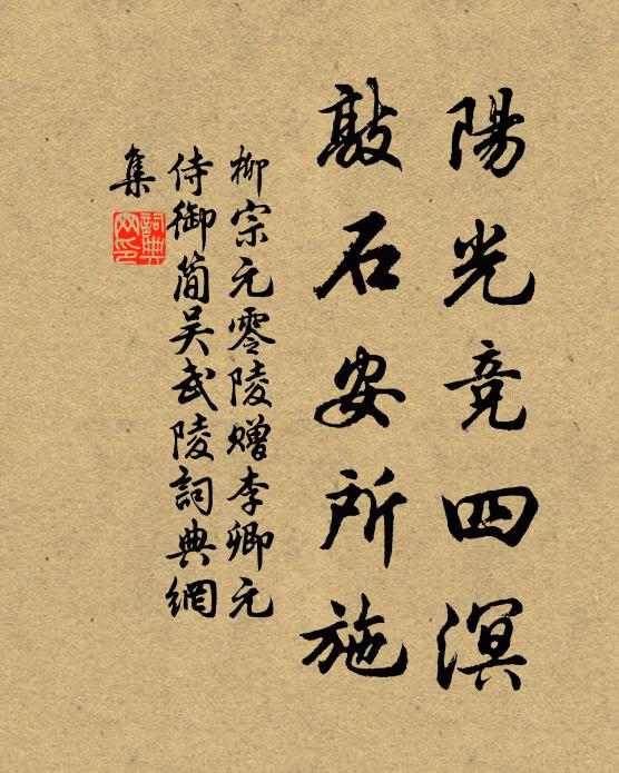 柳宗元阳光竞四溟，敲石安所施书法作品欣赏