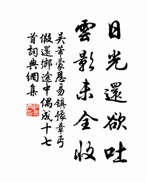 吴芾日光还欲吐，云影未全收书法作品欣赏