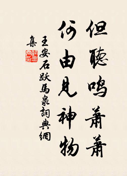 王安石但听鸣萧萧，何由见神物书法作品欣赏