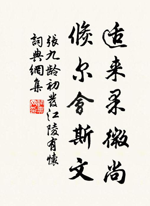 张九龄适来果微尚，倏尔会斯文书法作品欣赏