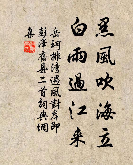 岳珂黑风吹海立，白雨过江来书法作品欣赏