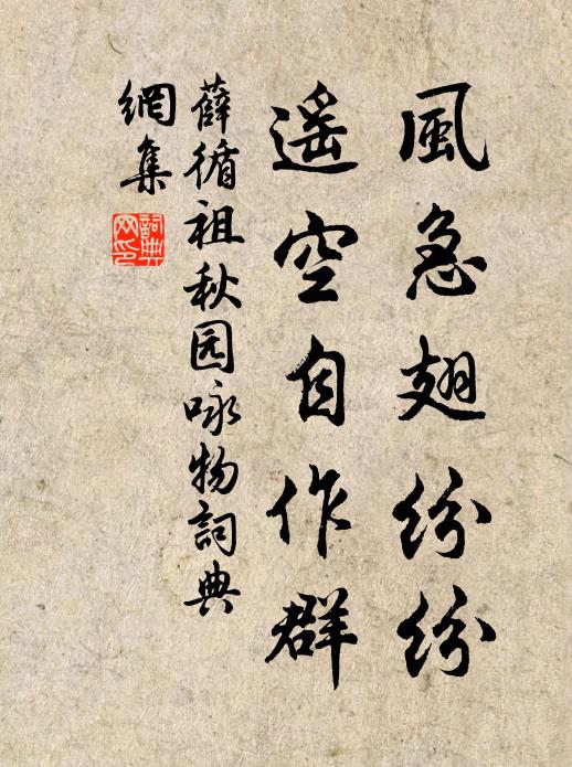 薛循祖风急翅纷纷，遥空自作群书法作品欣赏