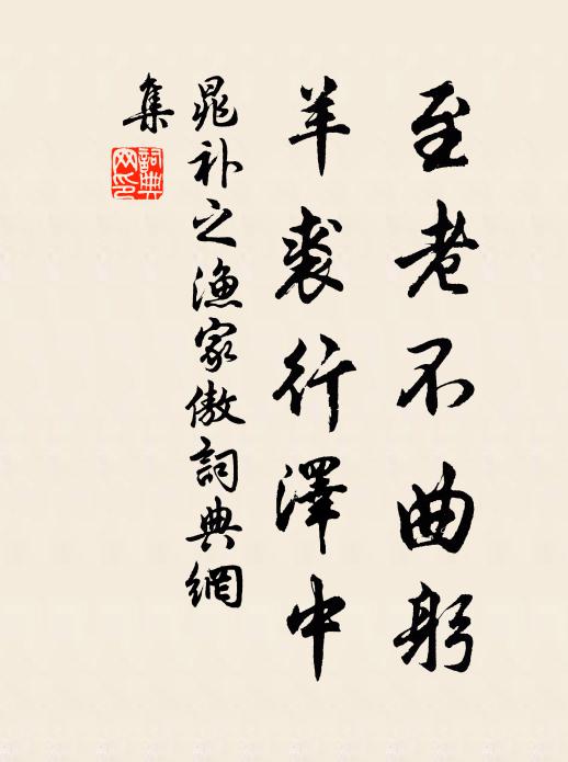 晁补之至老不曲躬，羊裘行泽中书法作品欣赏
