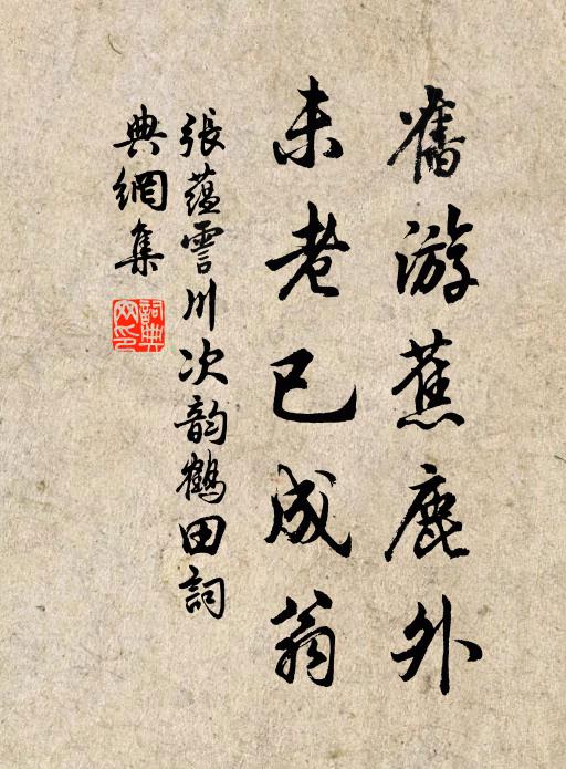 张蕴旧游蕉鹿外，未老已成翁书法作品欣赏