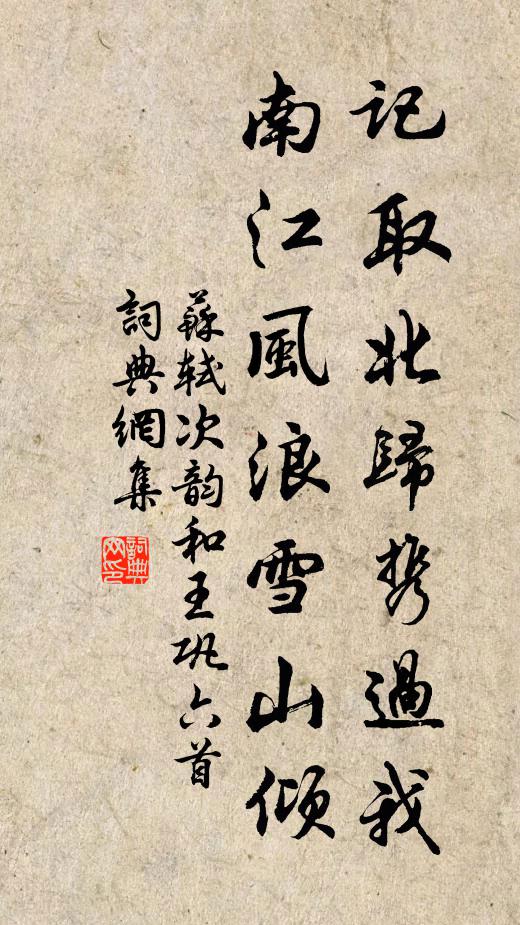 苏轼记取北归携过我，南江风浪雪山倾书法作品欣赏