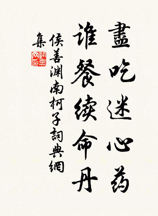 侯善渊尽吃迷心药，谁餐续命丹书法作品欣赏