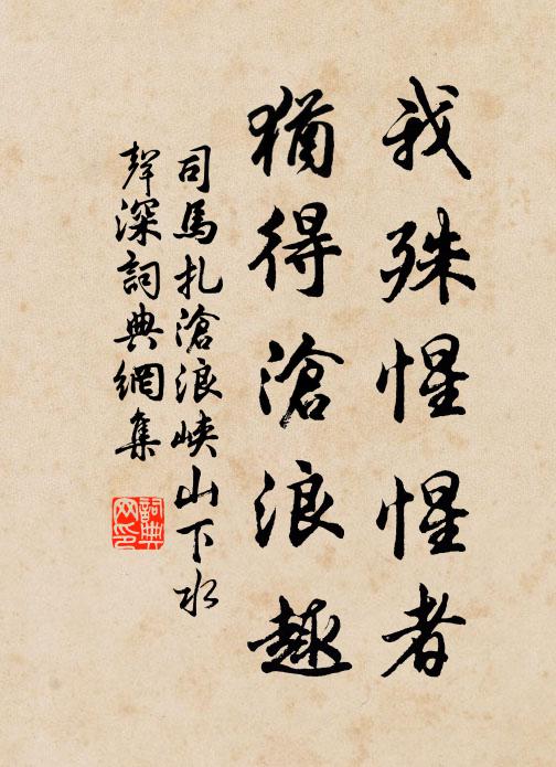 司马扎我殊惺惺者，犹得沧浪趣书法作品欣赏