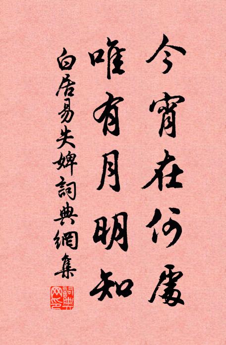 白居易今宵在何处，唯有月明知书法作品欣赏