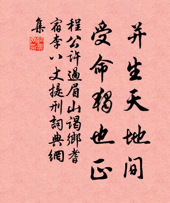 程公许并生天地间，受命独也正书法作品欣赏