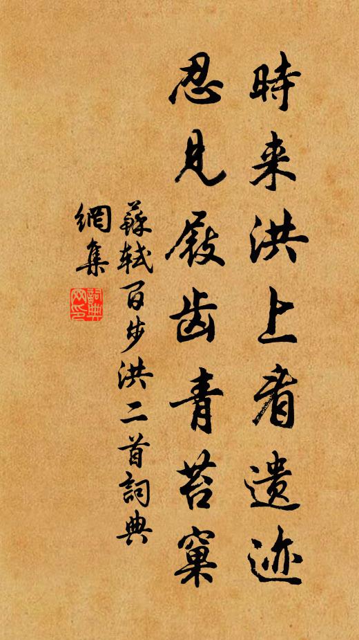 苏轼时来洪上看遗迹，忍见屐齿青苔窠书法作品欣赏