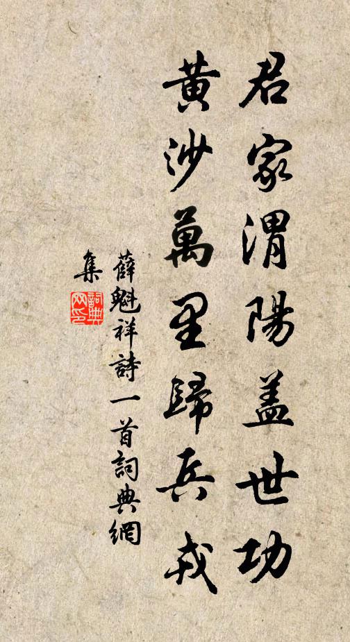 薛魁祥君家渭阳盖世功，黄沙万里归兵戎书法作品欣赏